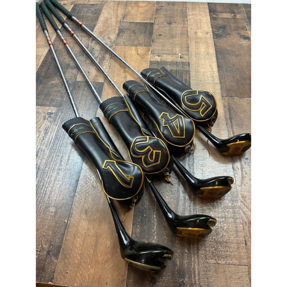 Vintage Ben Hogan Slazenger Strata-Bilt Wood Golf Club Set 1 3 4 5 Black Gold